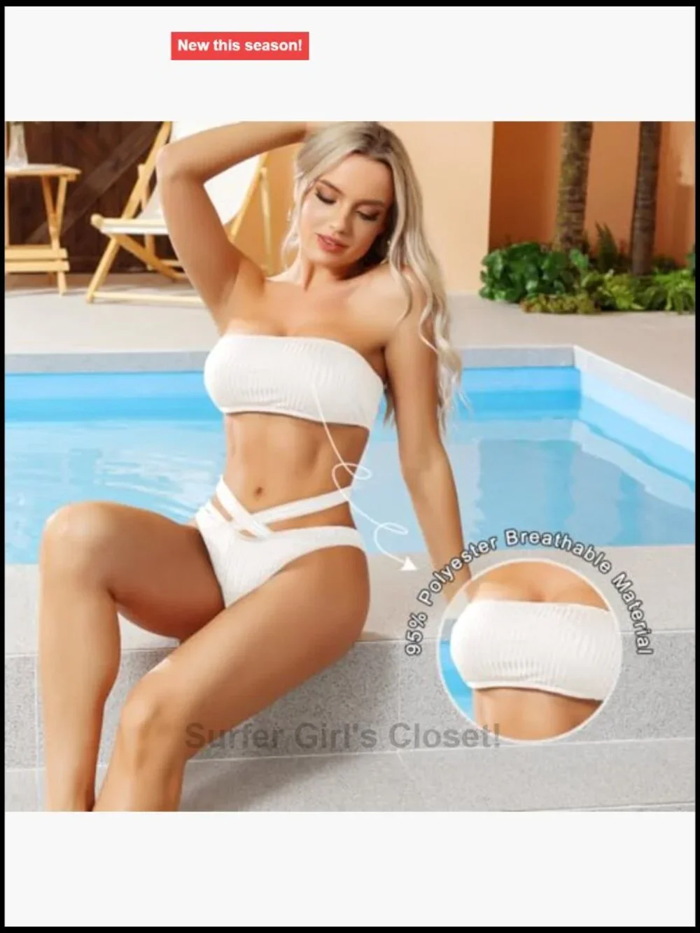 Bandeau Bikini Set Strapless Two Piece Cheeky Bottom Swimwear